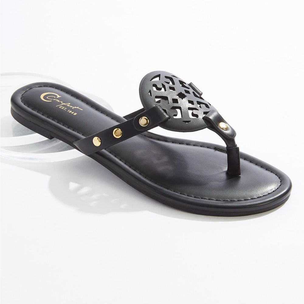 EST 1946 MEDALLION SLIP ON SANDALS WOMENS SIZE 8 BLACK